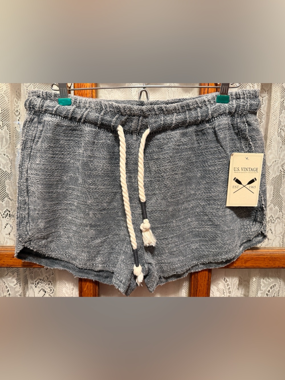 NWT U.S. Vintage Women's Gray/Blue Knit Drawstring Shorts